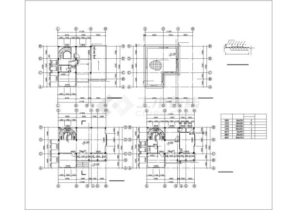 某大型3层框混结构单体乡村自建别墅楼平立剖面设计CAD图纸-图二