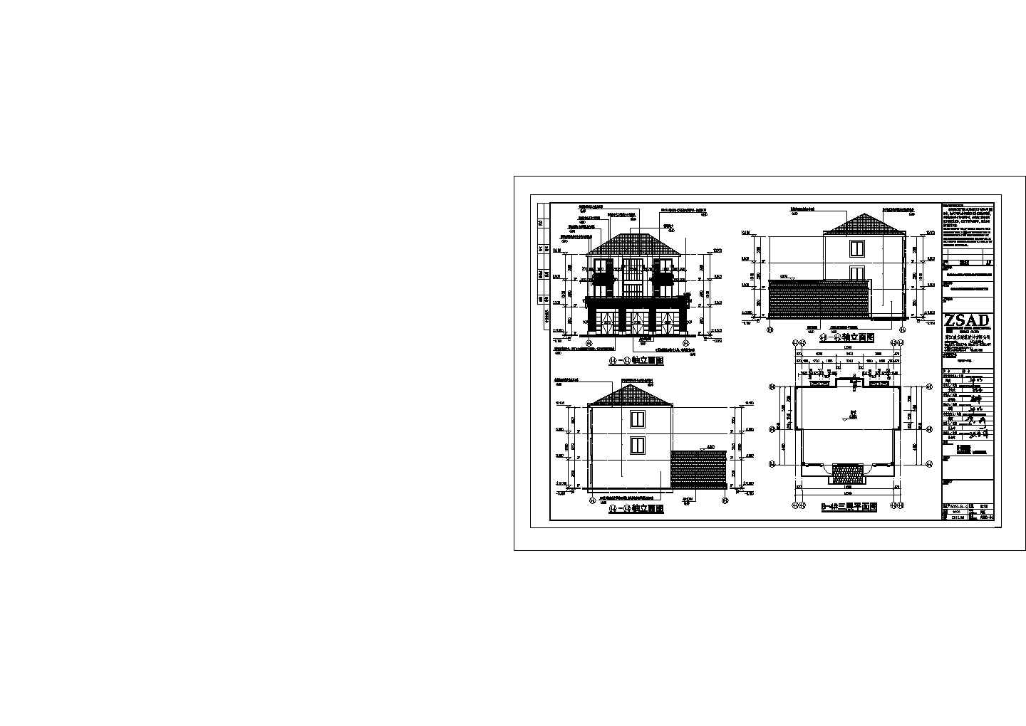 [浙江]四层新中式风格坡屋顶小镇建筑施工图（含多套方案）