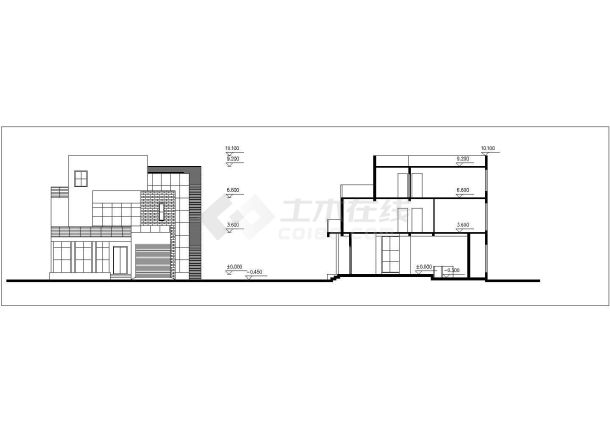 扬州某村镇317平米3层框混结构单体别墅平立剖面设计CAD图纸-图二
