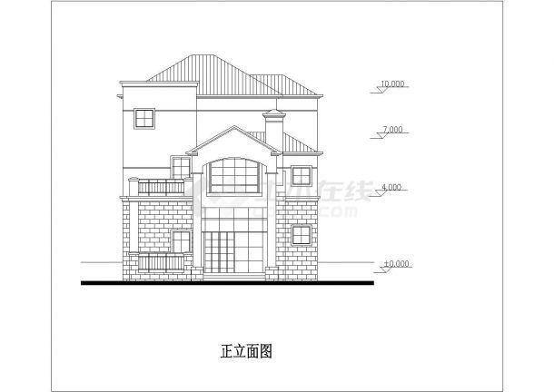 滁州市某村镇236平米3层砖混结构单体乡村别墅平立剖面设计CAD图纸-图一