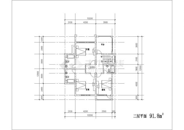 滁州市某村镇236平米3层砖混结构单体乡村别墅平立剖面设计CAD图纸-图二