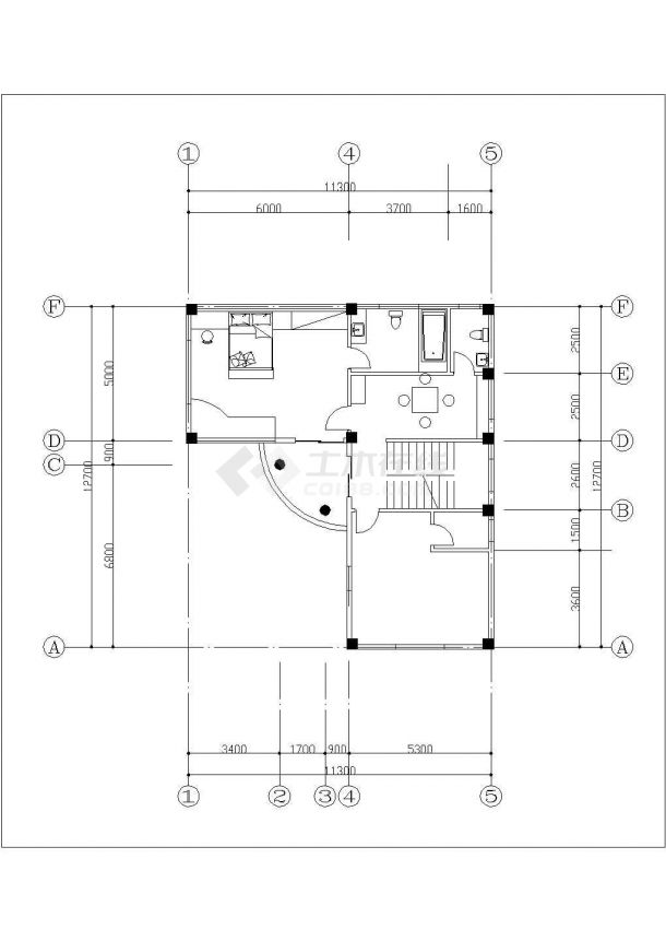 某现代化新村275平米3层砖混结构单体别墅平立面设计CAD图纸-图一