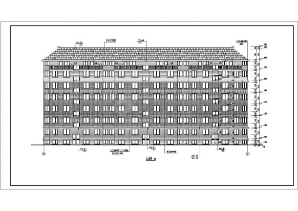 某地区6层砖混坡顶住宅楼建筑方案设计施工CAD图纸-图一