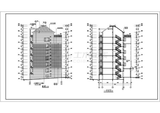 某地区6层砖混坡顶住宅楼建筑方案设计施工CAD图纸-图二