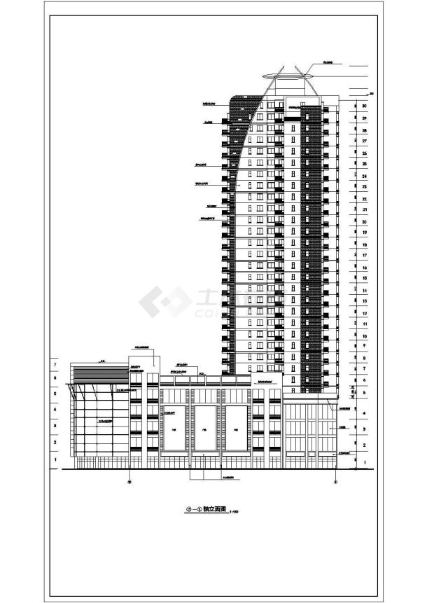 某地区32层高层住宅建筑方案设计施工CAD图纸-图一