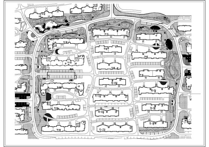 某城市中心居住小区建筑规划方案设计施工CAD图纸_图1