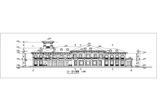 某城市小区公建会所建筑方案设计施工CAD图纸-图二