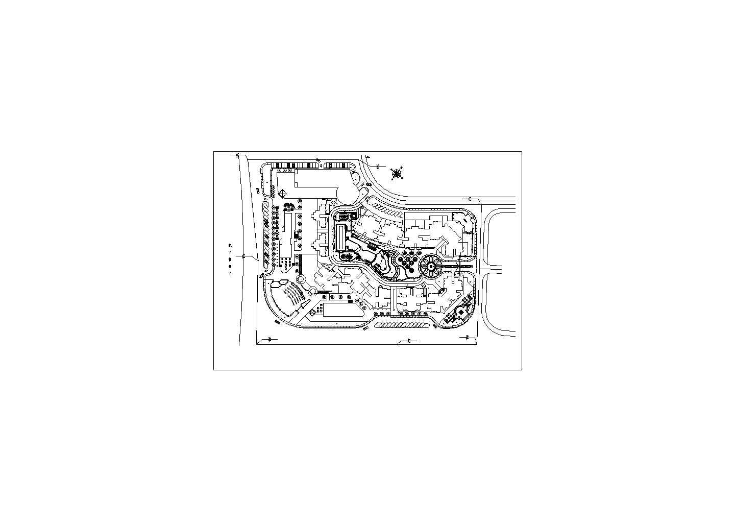 某长方形地块现代多层住宅小区规划设计cad方案图-总平面图（甲级院设计）