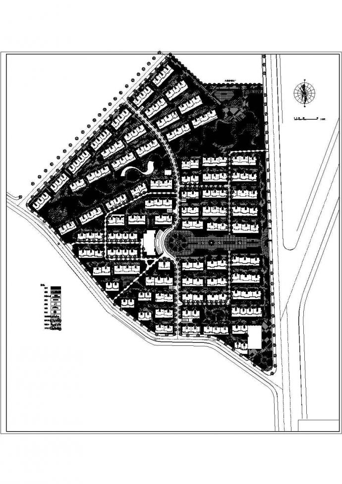 某不规则地块优秀住宅小区规划设计cad总平面方案图（甲级院设计）_图1