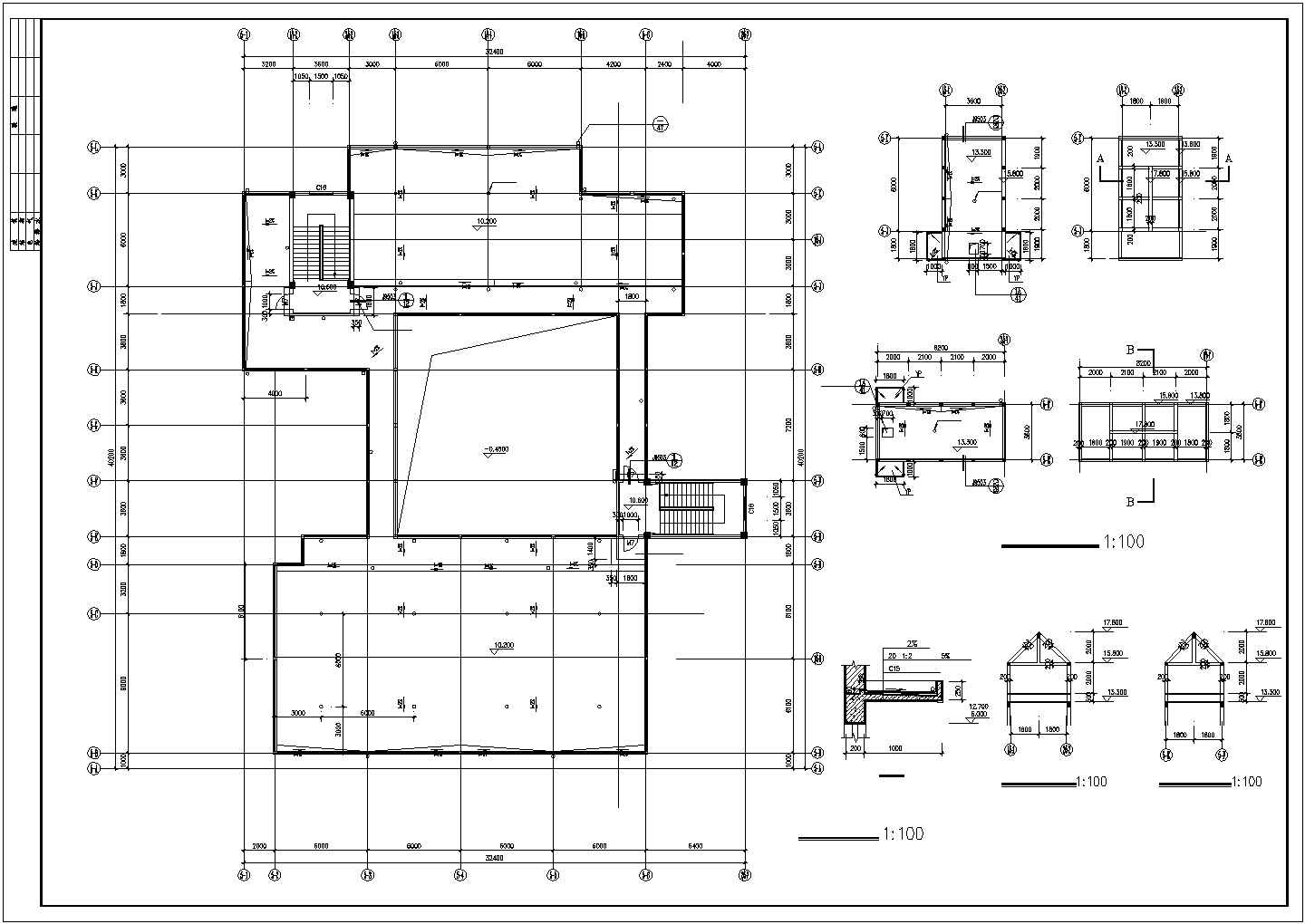 某框架结构幼儿园建筑结构钢结构CAD施工图