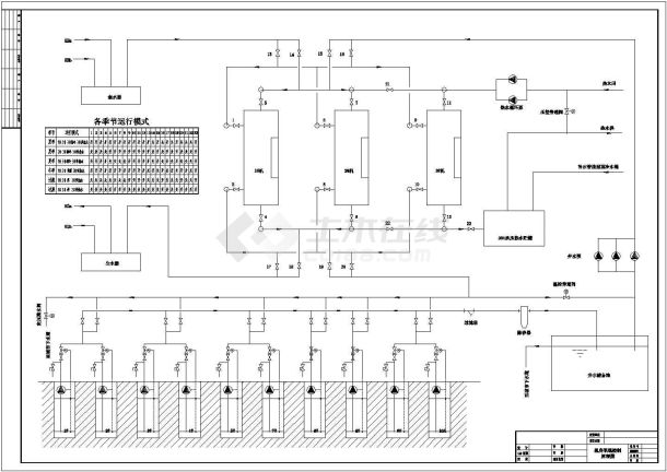 某地源热泵三机控制原理CAD图-图一