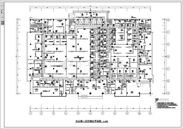 办公楼设计_某六层框剪结构办公楼空调设计cad全套施工图（含设计说明）-图一