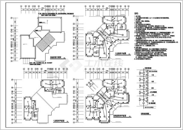 大连市和平区某七层高档住宅楼电气系统设计CAD图纸-图二