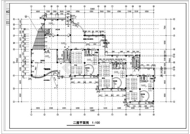 3034平方米三层框架结构幼儿园施工cad图，共十张-图一