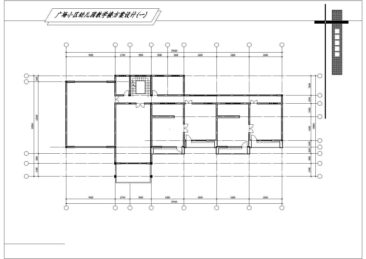4班2层982平米砖混结构广场小区幼儿园建筑方案设计图（含效果图）