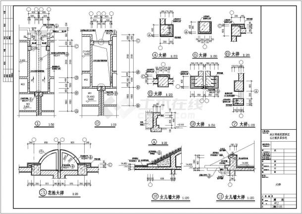 某特色框架结构独立小型别墅设计CAD全套施工图（标注详细）-图一