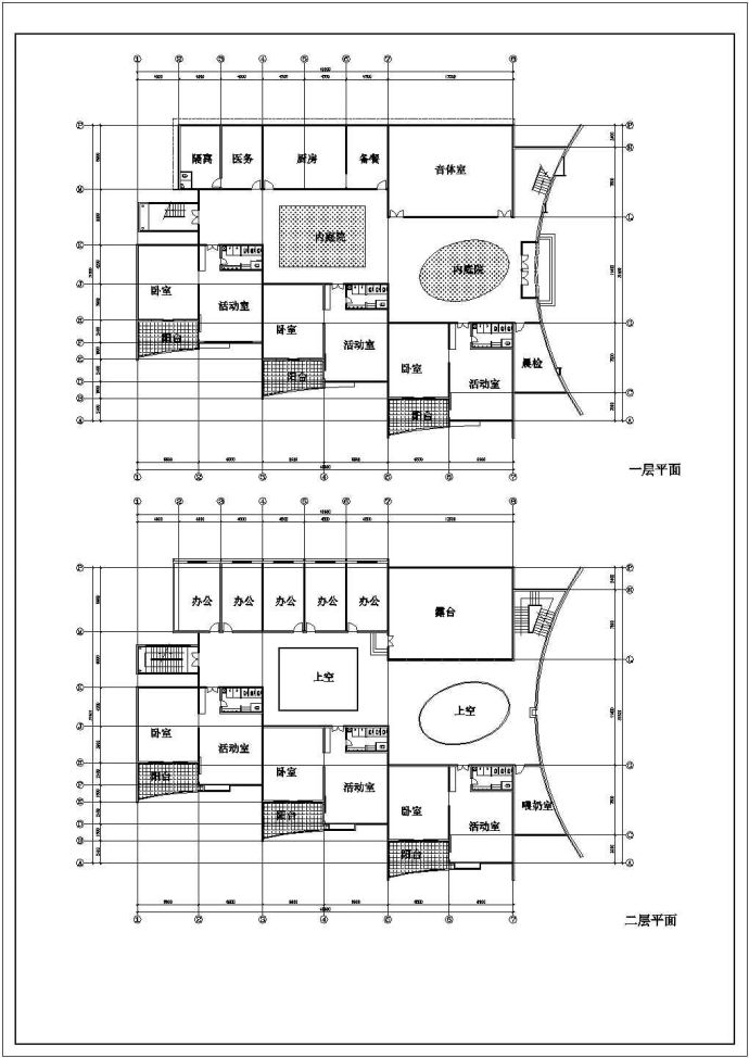 四川三层幼儿园教学楼设计建筑施工cad图，共三张_图1