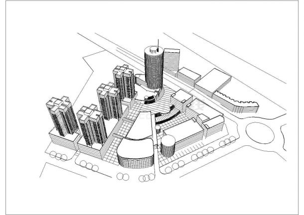 某市中心区规划设计CAD全套建筑施工图纸（含总平面图设计）-图一