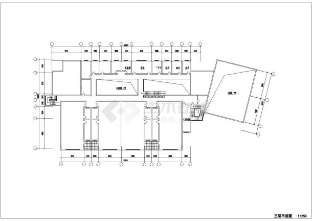 3180平方米3层幼儿园设计建筑施工cad图，共四张-图一