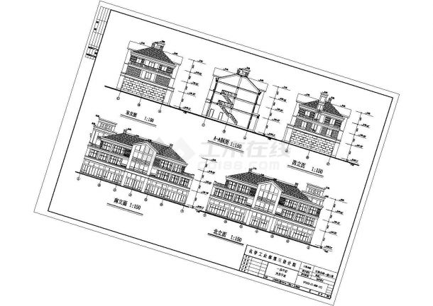 四层幼儿园教学楼设计建筑施工cad图，共十七张-图一