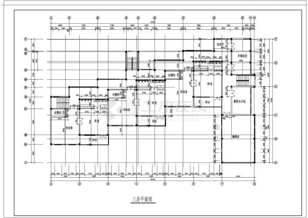 三层星星幼儿园教学楼设计建筑施工cad图，共六张-图二