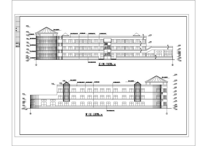 某三层镇中心幼儿园教学楼建筑施工cad图，共二十张_图1