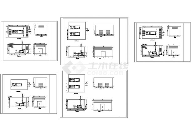 某柴油发电机房设计cad详细建筑施工图纸（含5种不同规格设计）-图一