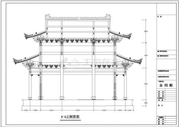 古代建筑金刚殿cad整套设计施工图纸-图二