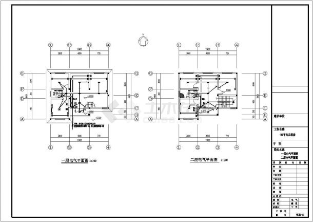 泉州市某村镇3层砖混结构乡村别墅全套电气系统设计CAD图纸-图一
