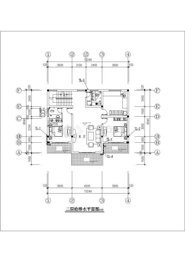 连云港市某现代化村镇3层框混结构农村住宅楼给排水设计CAD图纸-图二