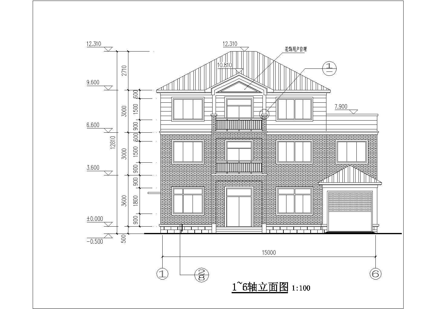 某3层混合结构乡村民居楼全套建筑设计CAD图纸