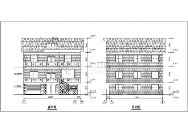 某常州566平米3层框混结构单体别墅全套建筑结构设计CAD图纸-图二