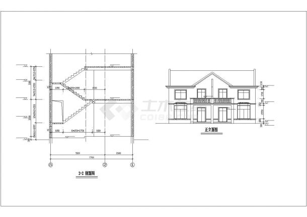 336平米3层砖混结构单体别墅全套建筑结构设计CAD图纸（含阁楼）-图二