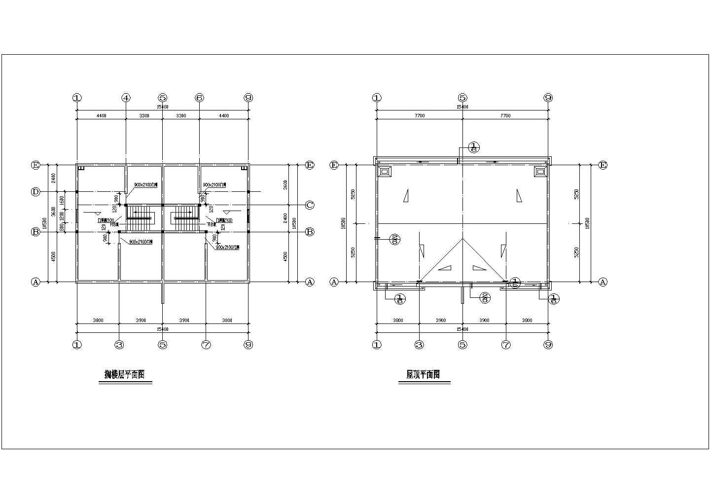 336平米3层砖混结构单体别墅全套建筑结构设计CAD图纸（含阁楼）