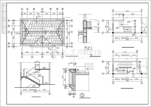 320平米2层框混结构两户并联式高档别墅建筑+结构设计CAD图纸-图一