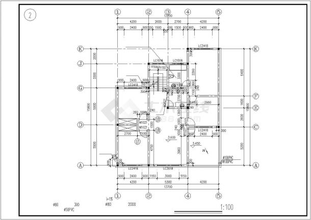 宜昌市某村镇某3层砌体结构单体乡村别墅建筑结构设计CAD图纸-图一