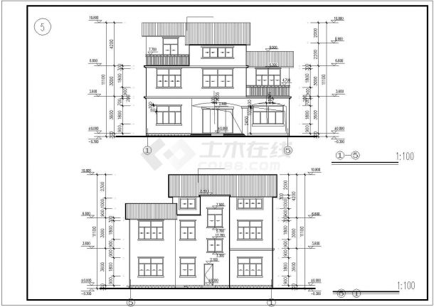 宜昌市某村镇某3层砌体结构单体乡村别墅建筑结构设计CAD图纸-图二
