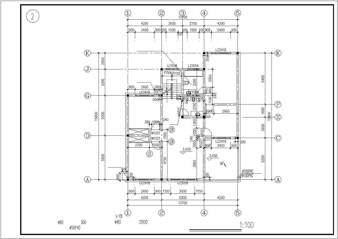宜昌市某村镇某3层砌体结构单体乡村别墅建筑结构设计CAD图纸