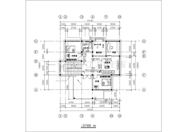 205平米2层砌体结构独栋乡村别墅楼全套建筑设计CAD图纸-图二