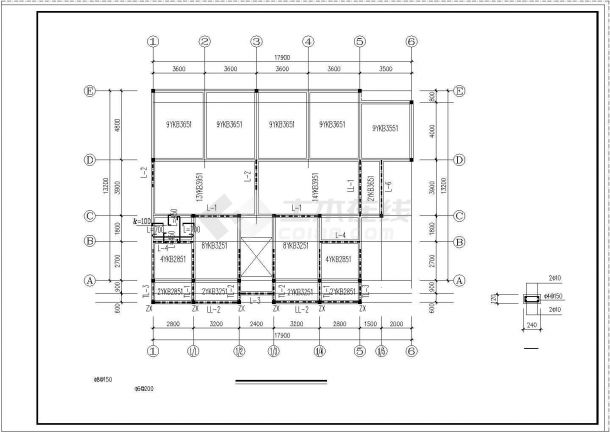 某7层住宅楼结构cad设计施工图(底层为车库)-图一