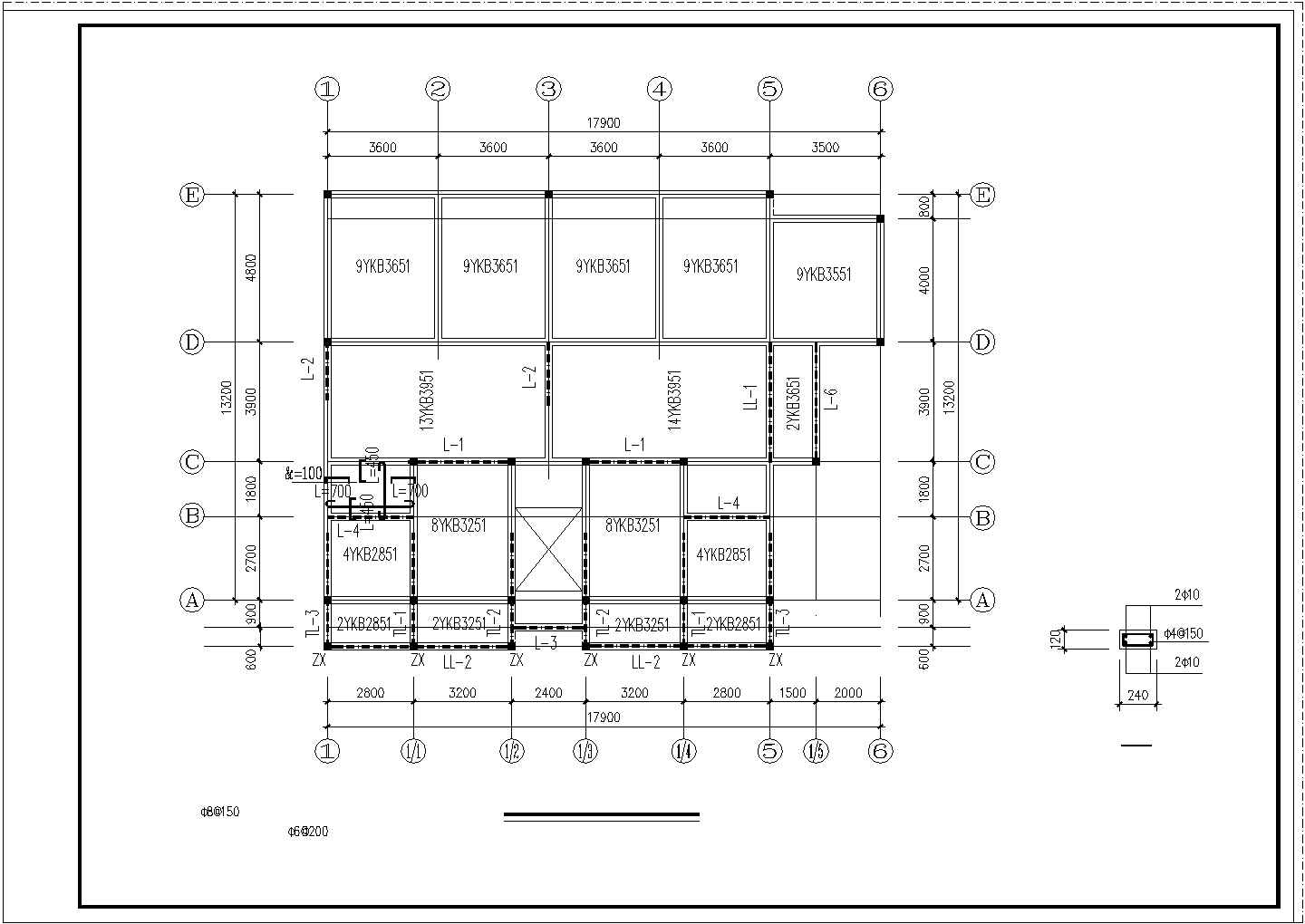某7层住宅楼结构cad设计施工图(底层为车库)