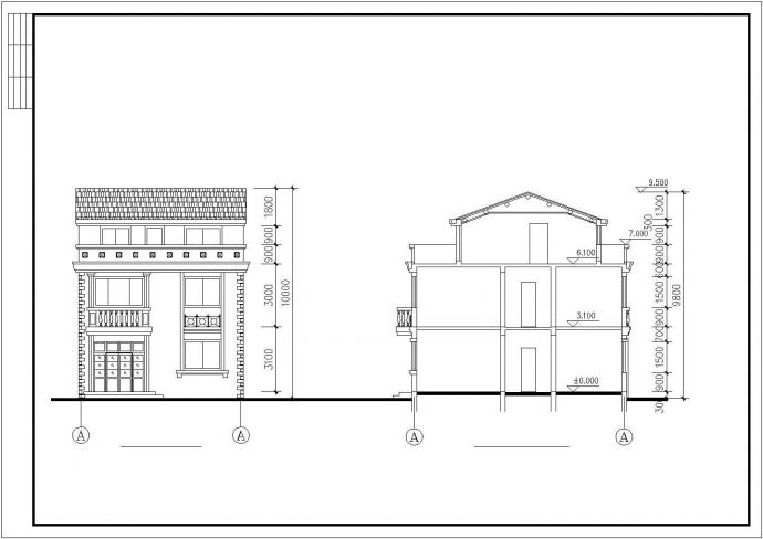 315平米3层砖混结构农村自建楼平立剖面设计CAD图纸（含阁楼层）_图1