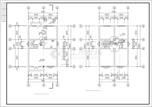 315平米3层砖混结构农村自建楼平立剖面设计CAD图纸（含阁楼层）-图二
