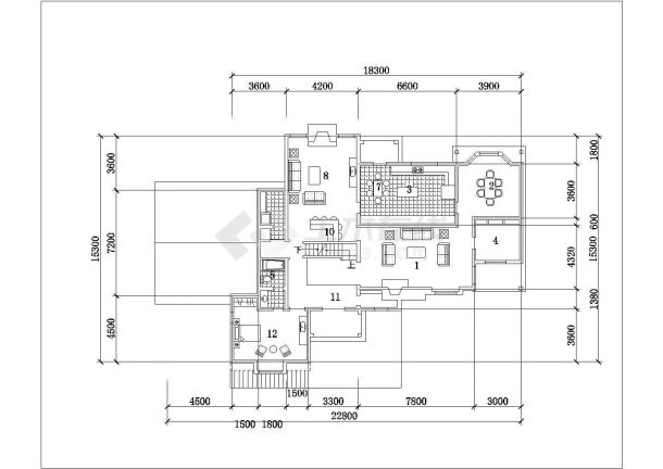 365平米2层混合结构独栋别墅平立面设计CAD图纸（含车库）-图二