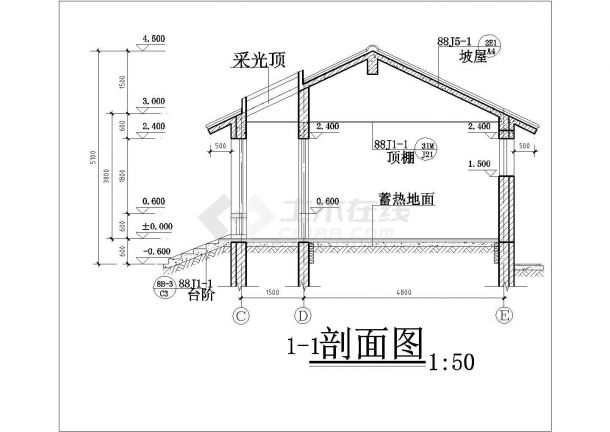 长春某村镇136平米单层砖混结构乡村自建楼建筑设计CAD图纸-图二