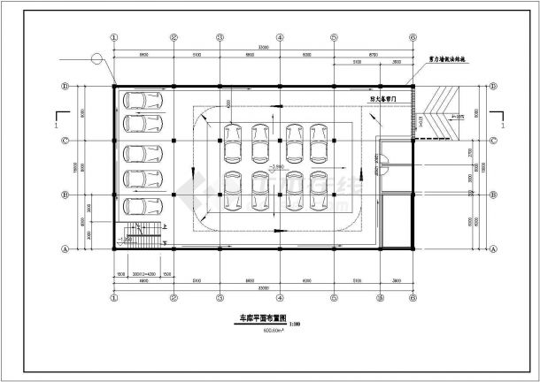 泉州市某高档住宅楼600平米地下车库建筑设计CAD图纸-图一