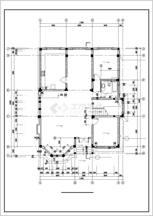 368平米三层框架结构单体乡村别墅平立剖面设计CAD图纸（含阁楼层）-图一