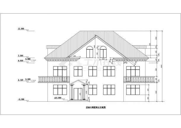 286平米3层框混结构农家大院别墅平立剖面设计CAD图纸（含阁楼）-图一