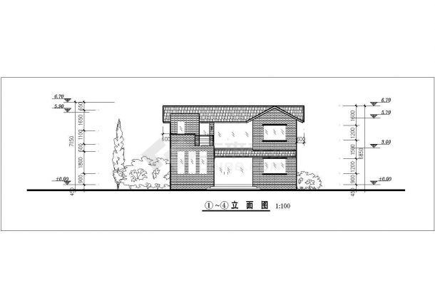 兰州某村镇133平米2层砖混结构农村自建房平立剖面设计CAD图纸-图一