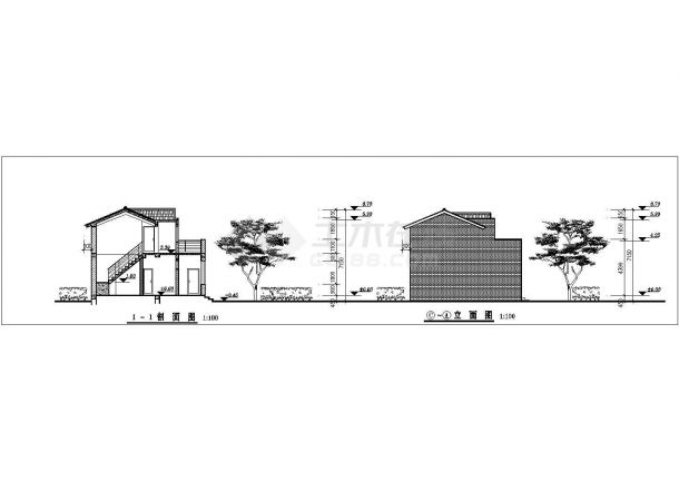 兰州某村镇133平米2层砖混结构农村自建房平立剖面设计CAD图纸-图二